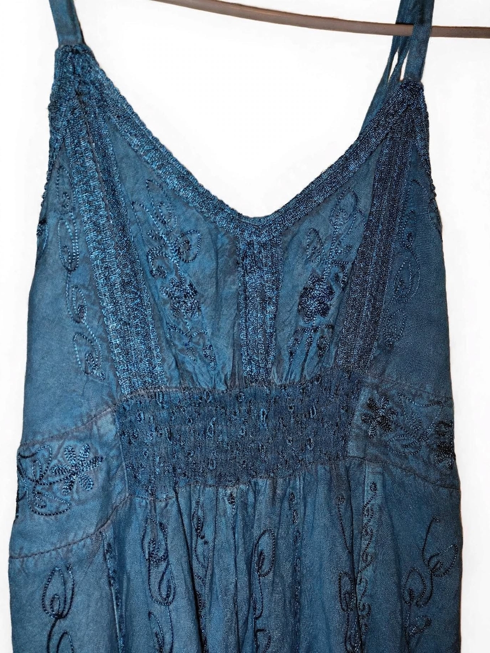 Advance Apparels Blue Embroidered V-Neck Maxi Dress